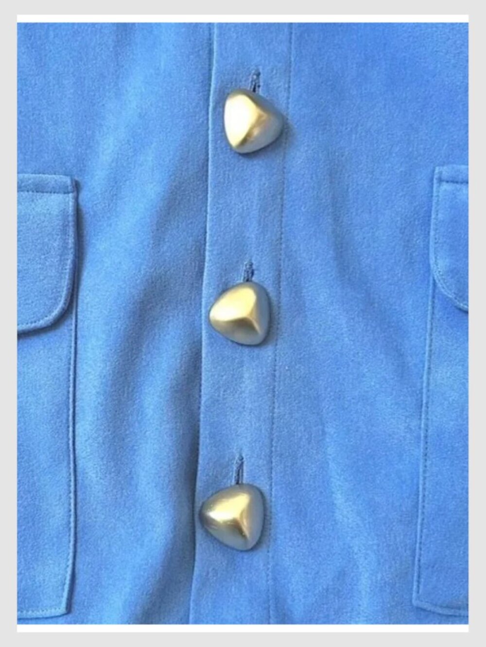 Maryallé Button Front Crop Top Cobalt Blue Cotton XS–M - Picture 5 of 10